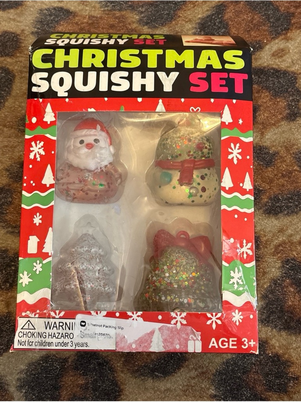 Large set of 4 Christmas Squishy Set - Festive Red & Green Holiday Toys